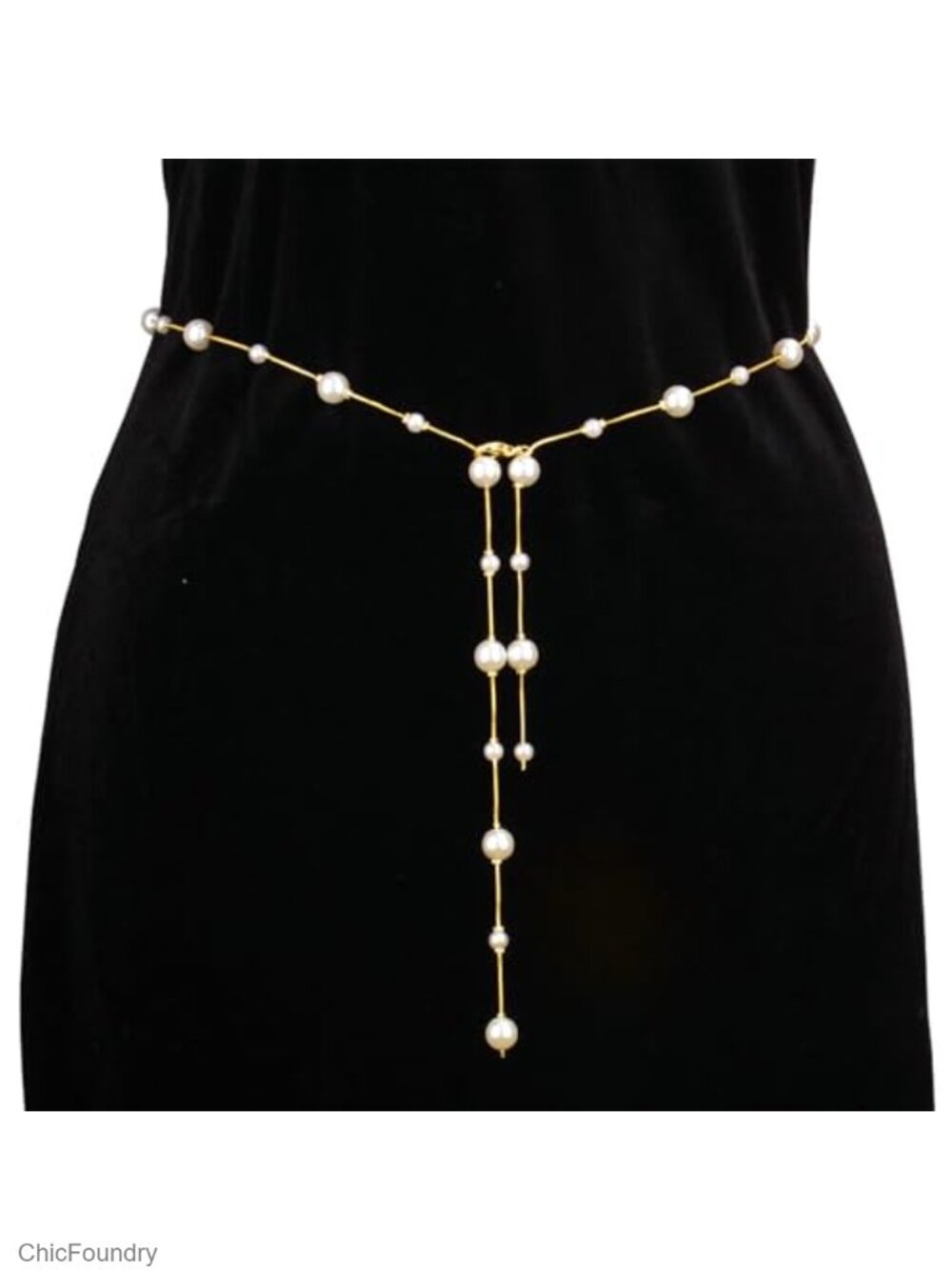 Alloy Bead Pearl Waist Chain Belt for Women, Trendy Body Chain, Plus Size Fit
